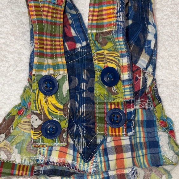 Gap Infant Boys Madris Plaid Short Overalls w/Monkeys & Pockets (3-6 Mo) - Picture 5 of 8